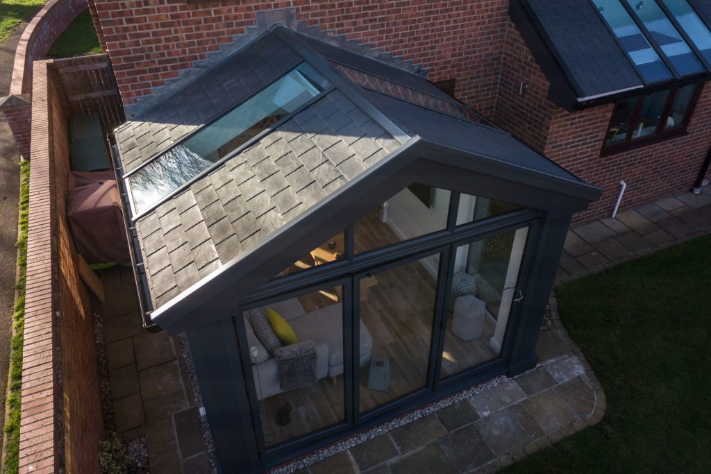 Black tiled roof conservatory