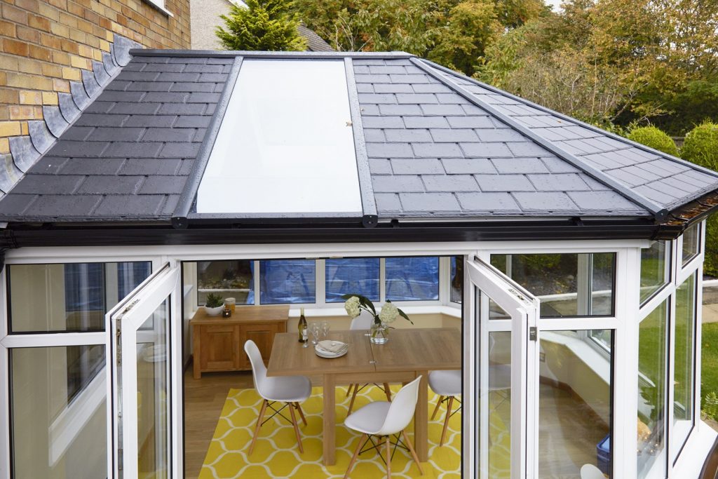 Grey tiled roof conservatory